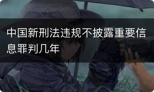 中国新刑法违规不披露重要信息罪判几年