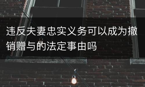 违反夫妻忠实义务可以成为撤销赠与的法定事由吗