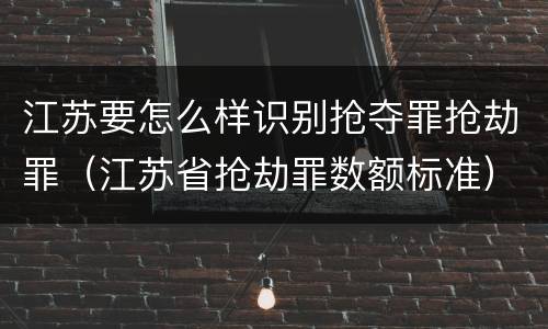 江苏要怎么样识别抢夺罪抢劫罪（江苏省抢劫罪数额标准）