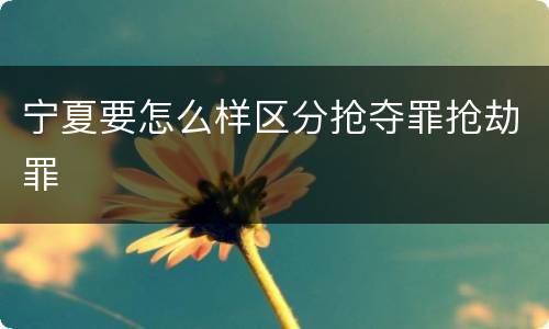 宁夏要怎么样区分抢夺罪抢劫罪