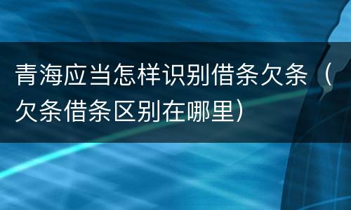 青海应当怎样识别借条欠条（欠条借条区别在哪里）