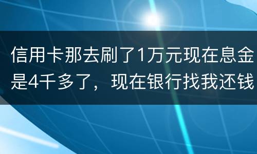 信用卡那去刷了1万元现在息金是4千多了，现在银行找我还钱，要怎样能够诉讼他，