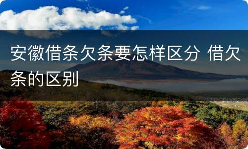 安徽借条欠条要怎样区分 借欠条的区别