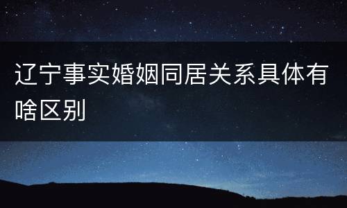 辽宁事实婚姻同居关系具体有啥区别