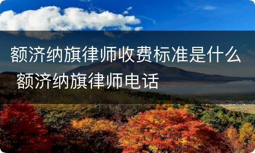 额济纳旗律师收费标准是什么 额济纳旗律师电话