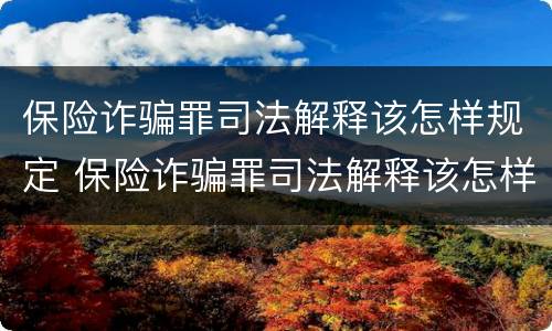 保险诈骗罪司法解释该怎样规定 保险诈骗罪司法解释该怎样规定的