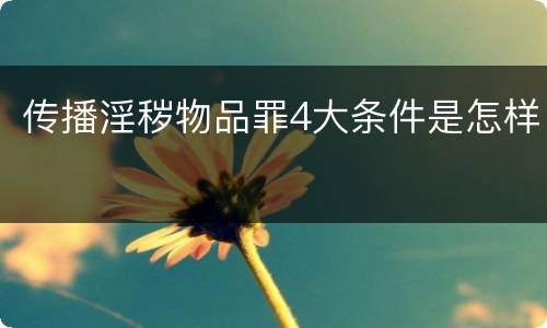 传播淫秽物品罪4大条件是怎样