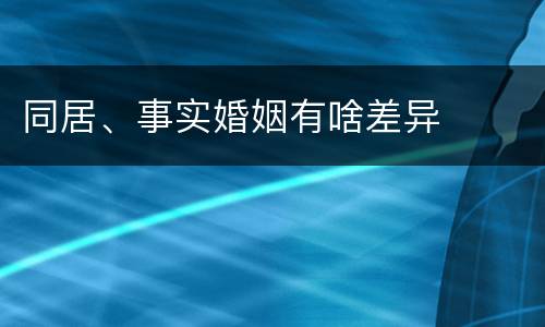 同居、事实婚姻有啥差异