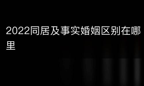 2022同居及事实婚姻区别在哪里