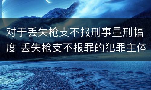 对于丢失枪支不报刑事量刑幅度 丢失枪支不报罪的犯罪主体只能是