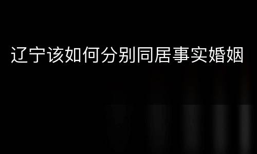 辽宁该如何分别同居事实婚姻