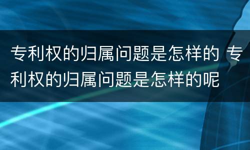 专利权的归属问题是怎样的 专利权的归属问题是怎样的呢