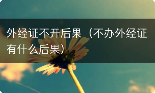 外经证不开后果（不办外经证有什么后果）