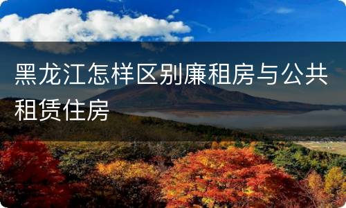 黑龙江怎样区别廉租房与公共租赁住房