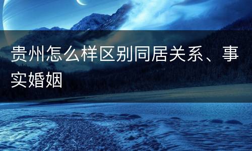 贵州怎么样区别同居关系、事实婚姻