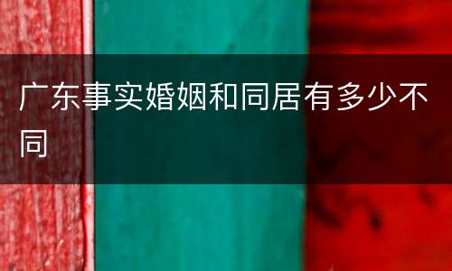 广东事实婚姻和同居有多少不同