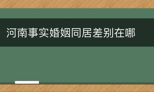 河南事实婚姻同居差别在哪