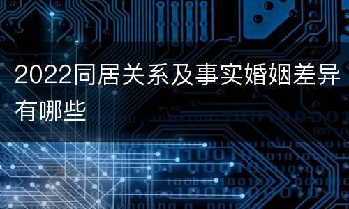 2022同居关系及事实婚姻差异有哪些