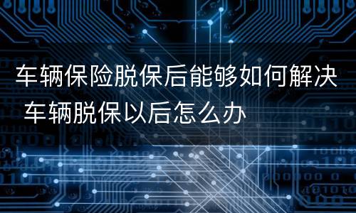 车辆保险脱保后能够如何解决 车辆脱保以后怎么办