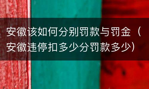 安徽该如何分别罚款与罚金（安徽违停扣多少分罚款多少）