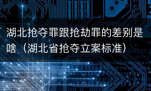 湖北抢夺罪跟抢劫罪的差别是啥（湖北省抢夺立案标准）