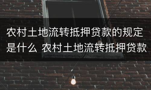 农村土地流转抵押贷款的规定是什么 农村土地流转抵押贷款的规定是什么呢