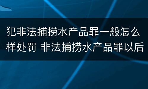 犯非法捕捞水产品罪一般怎么样处罚 非法捕捞水产品罪以后有什么