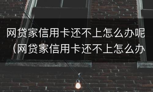 网贷家信用卡还不上怎么办呢（网贷家信用卡还不上怎么办呢）