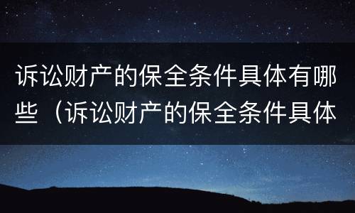 诉讼财产的保全条件具体有哪些（诉讼财产的保全条件具体有哪些要求）