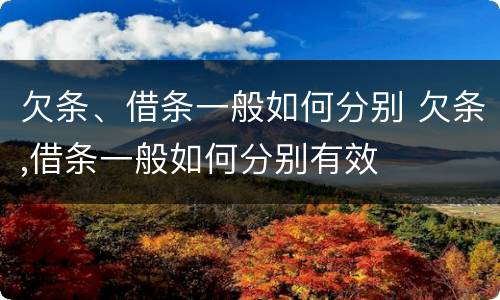 欠条、借条一般如何分别 欠条,借条一般如何分别有效