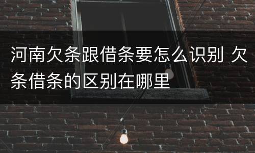 河南欠条跟借条要怎么识别 欠条借条的区别在哪里
