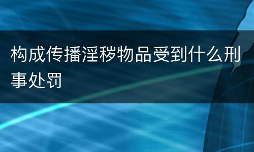 构成传播淫秽物品受到什么刑事处罚