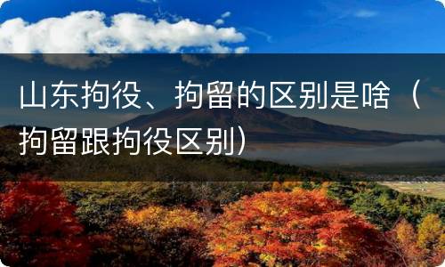 山东拘役、拘留的区别是啥（拘留跟拘役区别）