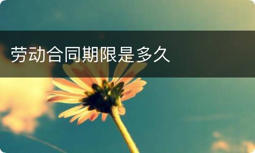 劳动合同期限是多久