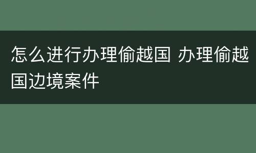 怎么进行办理偷越国 办理偷越国边境案件