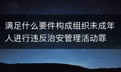 满足什么要件构成组织未成年人进行违反治安管理活动罪
