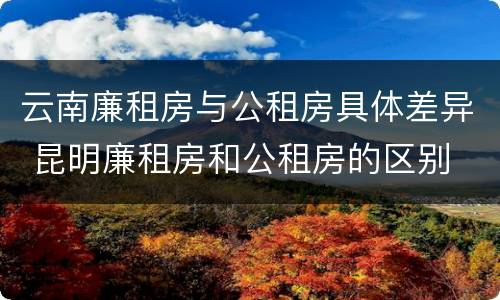 云南廉租房与公租房具体差异 昆明廉租房和公租房的区别