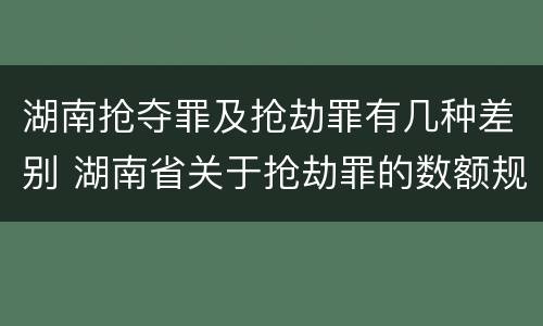 湖南抢夺罪及抢劫罪有几种差别 湖南省关于抢劫罪的数额规定