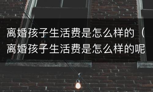 离婚孩子生活费是怎么样的（离婚孩子生活费是怎么样的呢）