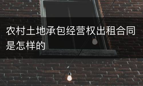 农村土地承包经营权出租合同是怎样的