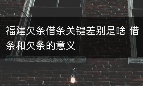 福建欠条借条关键差别是啥 借条和欠条的意义