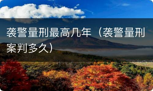 袭警量刑最高几年（袭警量刑案判多久）