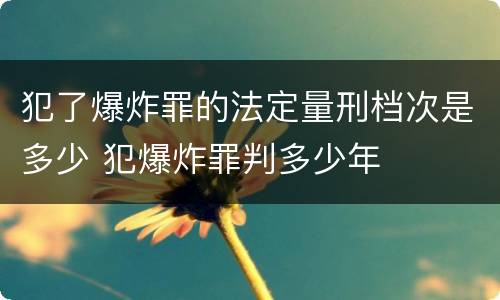 犯了爆炸罪的法定量刑档次是多少 犯爆炸罪判多少年