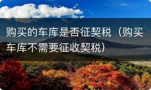 购买的车库是否征契税（购买车库不需要征收契税）