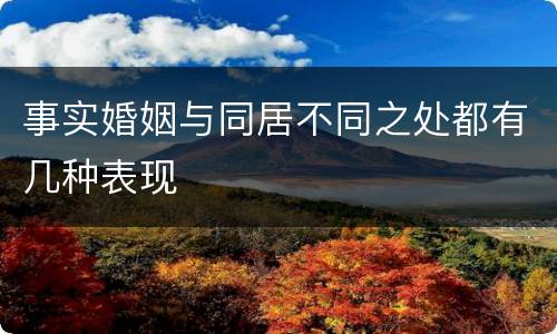 事实婚姻与同居不同之处都有几种表现
