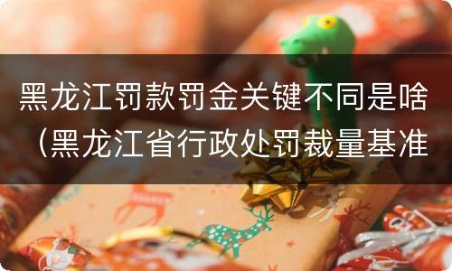 黑龙江罚款罚金关键不同是啥（黑龙江省行政处罚裁量基准）