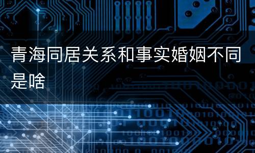 青海同居关系和事实婚姻不同是啥
