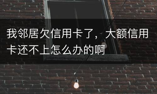 我邻居欠信用卡了，大额信用卡还不上怎么办的啊