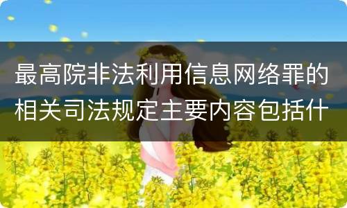 最高院非法利用信息网络罪的相关司法规定主要内容包括什么