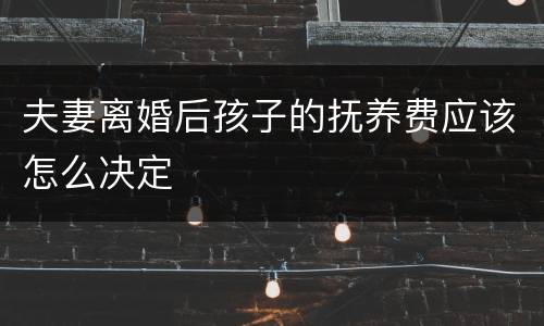 夫妻离婚后孩子的抚养费应该怎么决定